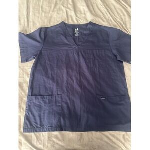 Dagacci Scrub‎ Top Unisex Large Navy Blue V Neck 3 Pocket Medical Nursing